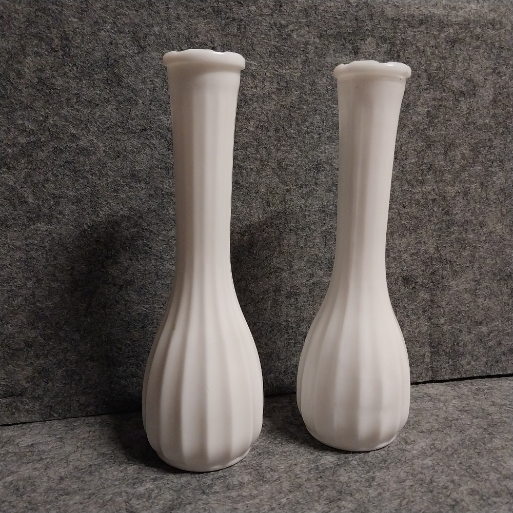 8.5 inch white milk glass vase